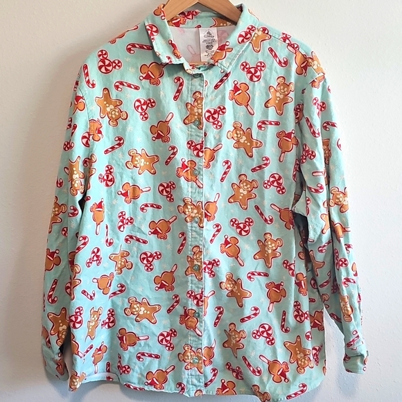 Disney Gingerbread and Candy Cane Button Down Shirt - Picture 1 of 5